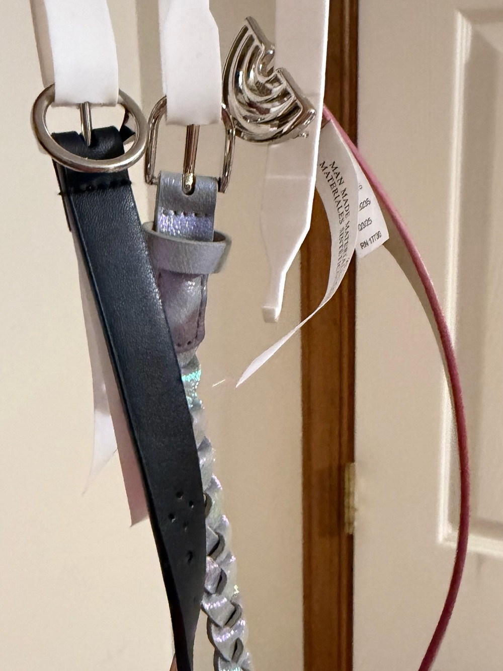Women's Metallic Silver Braided Leather Belt - Unbranded